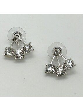 Silver Tone Rhinestone Studs and Earring  Jackets 3-Stone Drop Design Wedding